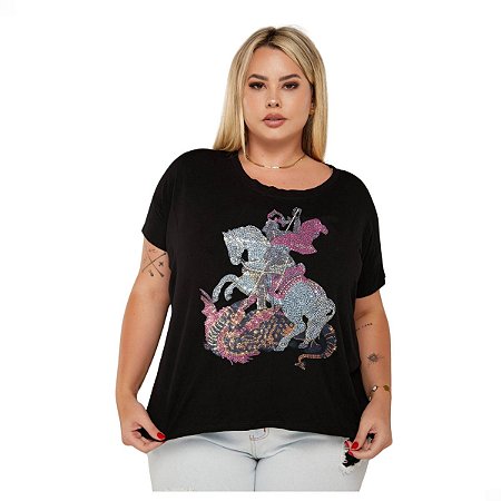 Blusa Camiseta São Jorge em cristais