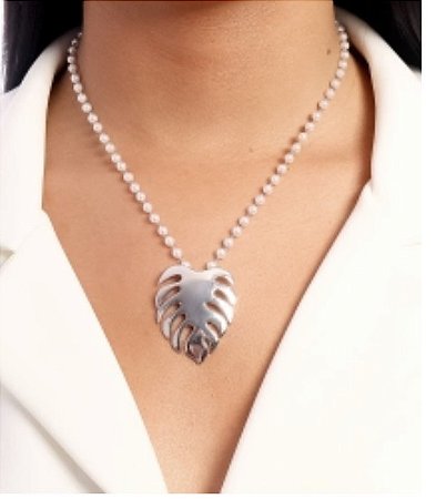 Colar pérolas costela de Adão ródio