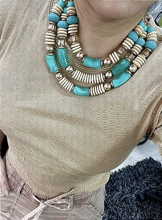 Colar boho chic turquesa