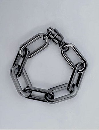 Pulseria elo quadrado ródio negro