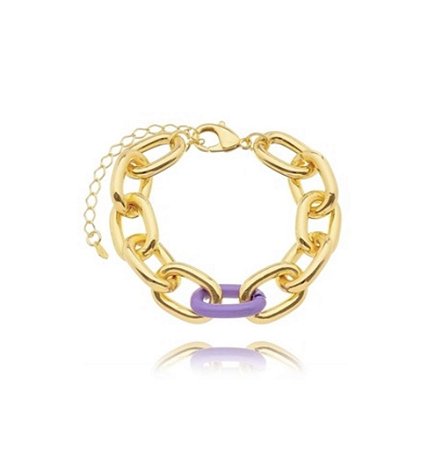 Pulseira dourada elo lilac