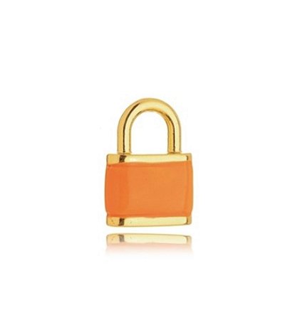 Pingente cadeado colors laranja neon dourado