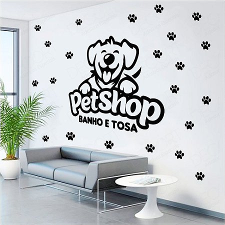 Adesivo Decorativo Parede Para Pet Shop Banho E Tosa - Adesivos criativos  de recorte para ambientes empresariais e familiares.