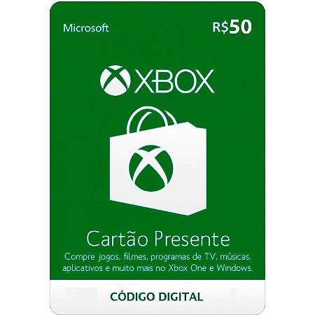 Xbox Cartão Presente R$50 - Produto Oficial