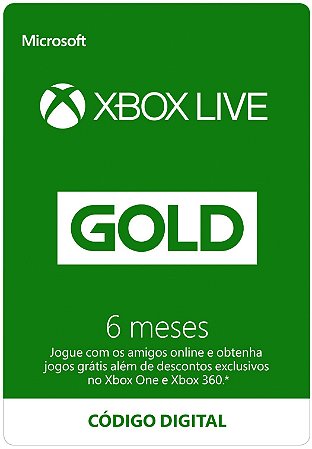 Xbox Live Gold - assinatura 6 Meses - Produto Oficial