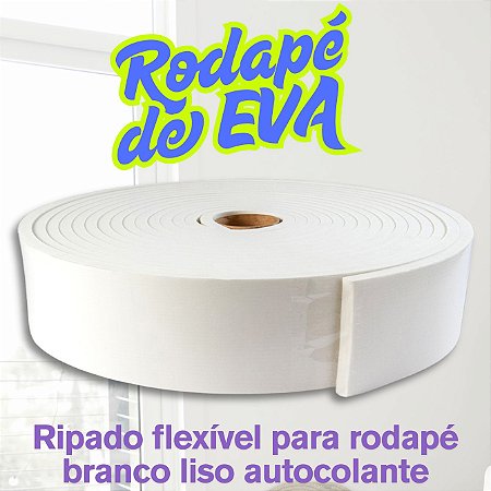 Rodapé de EVA Branco liso autocolante - 10mm x 70mm x 10 metros