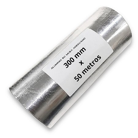 Bobina De Folha De Alumínio Adesivado 0,05mm (50 micra) x 30cm Largura x 50 Metros