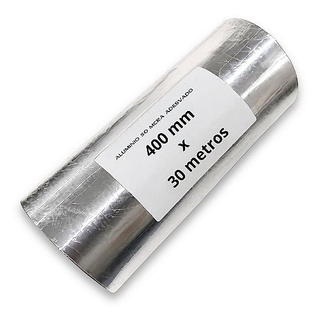 Bobina De Folha De Alumínio Adesivado 50 micra x 40 cm largura x 30 metros