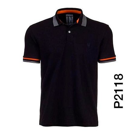 Polo Masculina Preta Filete P2118 - Made In Mato