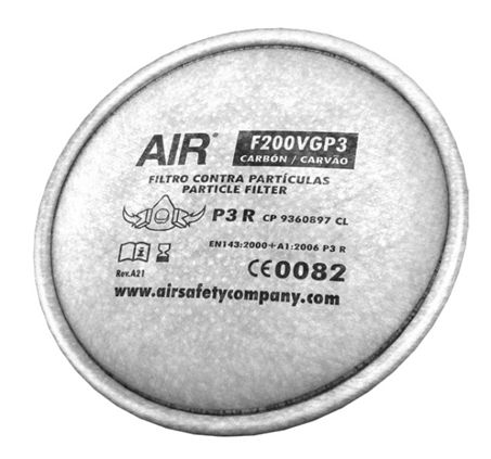 Filtro para Partículas Air Safety F200VGP3 com carvão ativado P3 R 2 Unidades