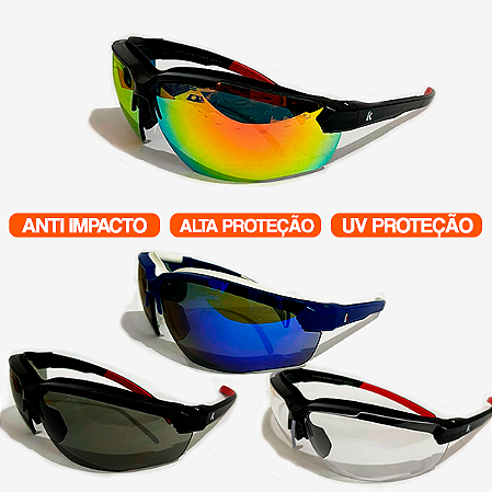 Óculos de proteção Kronos com CA - LANÇAMENTO - Esportivo, anti impacto, alta proteção e proteção UV