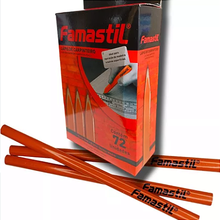 10, 20, 36 ou 72x Lápis Carpinteiro e Marceneiro Famastil