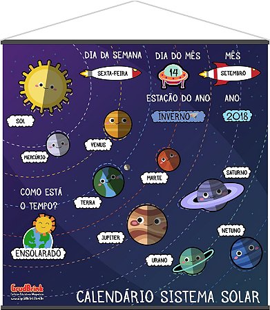 Cartaz para sala de aula Calendário Sistema Solar