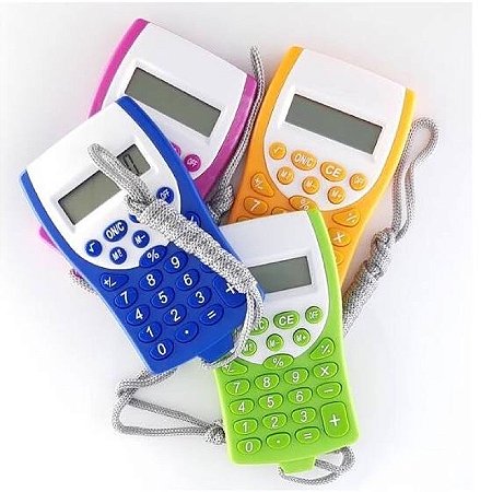 Calculadora kk-2201 Eletrônica Bolso  Bateria 4 Funções Cordão - R$:15,00