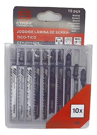 Jogo De Lamina Serra Tico Tico 10 Pecas Madeira e Metal