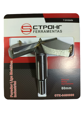 Broca Fresa Forstner Furo 80mm Para Madeira Com Ponta Guia