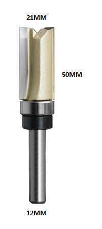 Fresa Paralela Com Rolamento Superior Haste 12mm Corte 21X50