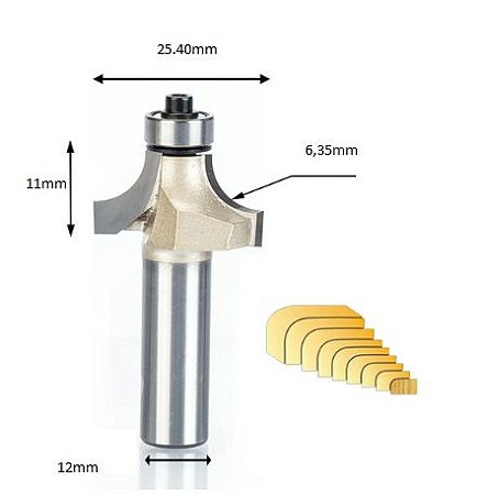 Fresa Quebra Canto / Arredonda Canto C/ Rolamento 12mm X 1/2