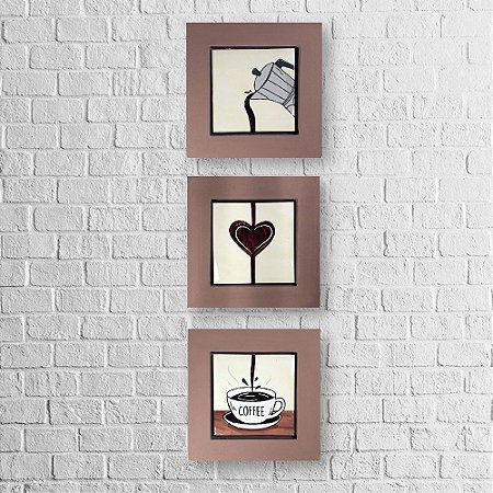 Kit de Quadros Decorativos para Cozinha I Love Coffee