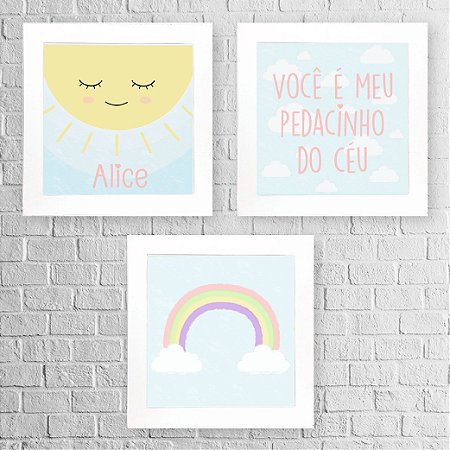 Kit de Quadros Personalizados Infantil Pedacinho do Ceú