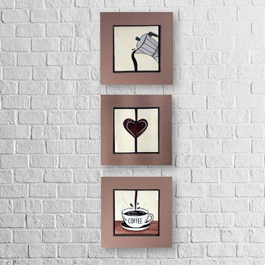 Kit de Quadros Decorativos para Cozinha I Love Coffee 14x14cm