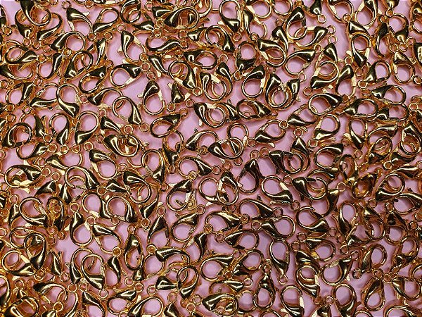 Fecho lagosta dourado 12mm 06 unidades