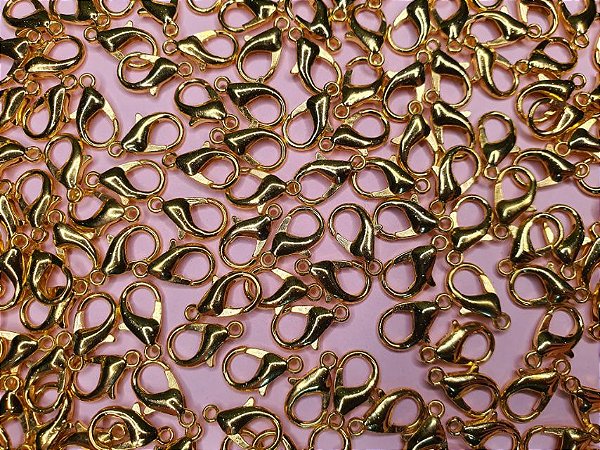 Fecho lagosta dourado 14mm 06 unidades