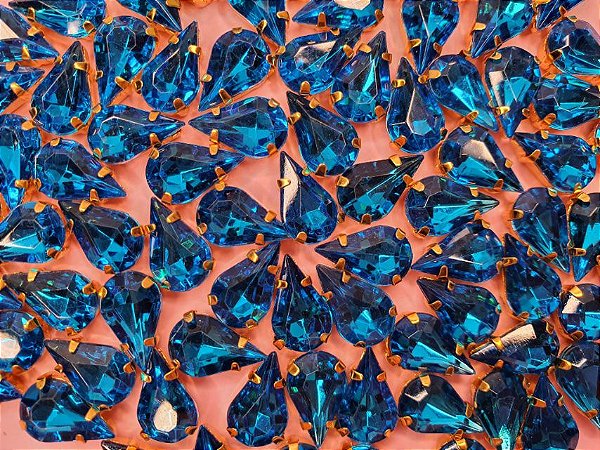 Chaton engrampado gota azul 8x13mm,10 unidades