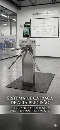 Catraca Relsystem INOX semi eletrônica para integração com leitores faciais.