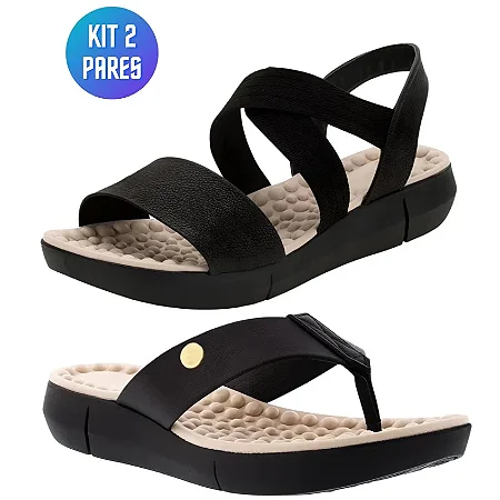 Kit 2 pares Sandália Chinelo Ortopédica Feminino Massageador Confortável