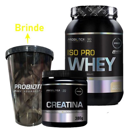 Whey Protein Isolado 900g Creatina 300g Probiótica Whey Protein Isolado 900g Creatina 300g Probiótica