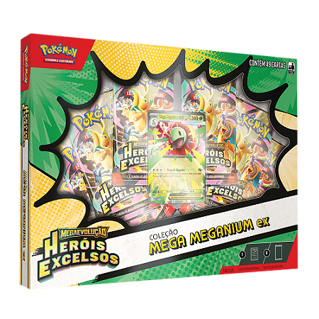 Box Coleção Mega Meganium Emboar e Feraligtr ex ME2.5 - Pokémon
