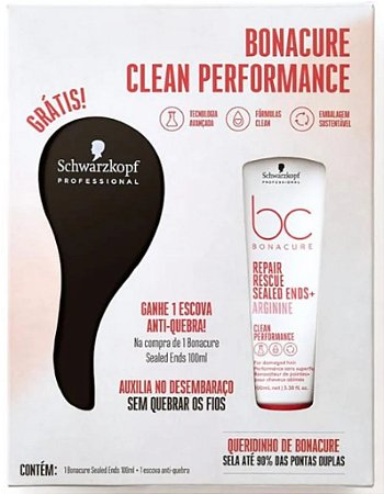 Kit Schwarzkopf Bonacure Clean Sealed Ends 100mL + Escova Anti-Quebra