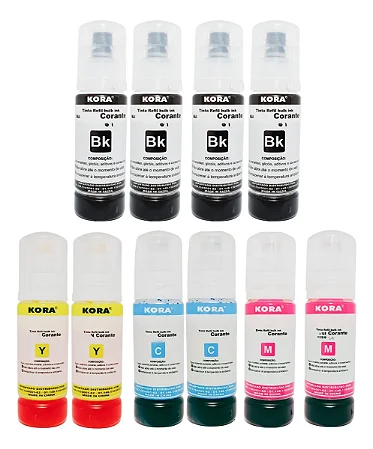 Kit 10 Refil Tinta Para Epson T544 L3150 L3110 L3210 Cmyk