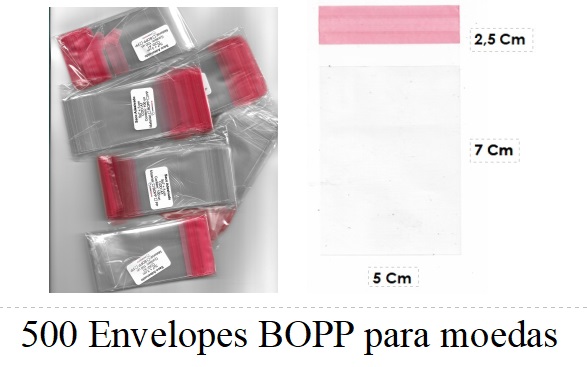 500 Envelopes Bopp 5 x 7 cm Ideal para moedas ou Tazos