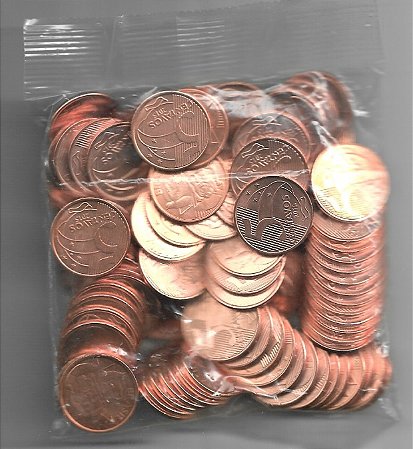 Sachê Original Banco Central Com 100 Moedas 2015 de R$ 0,05 Centavos de Real