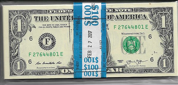 Estados Unidos Cédulas de $1,00 Centena Lacrada Original Do Banco Central Americano