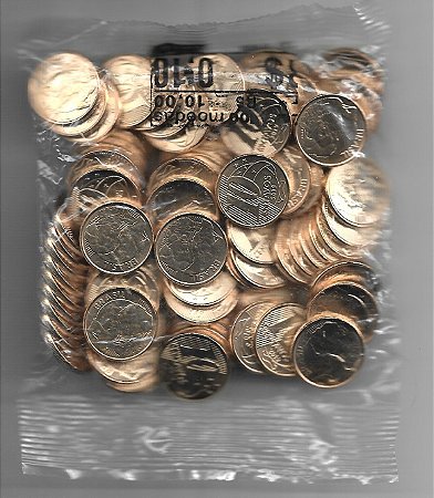Sachê Original Banco Central Com 100 Moedas 2019 de R$ 0,10 Centavos de Real