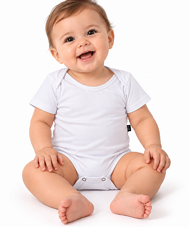 BODY INFANTIL BRANCO 100% POLIÉSTER