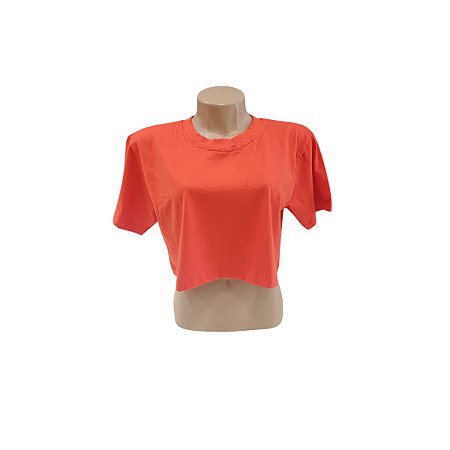CROPPED LARANJA 100% ALGODÃO