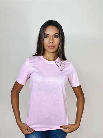 CAMISETA BÁSICA ROSA BEBÊ 100% POLIÉSTER