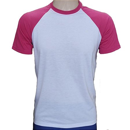 Camiseta Poliéster branca com Manga pink Infantil