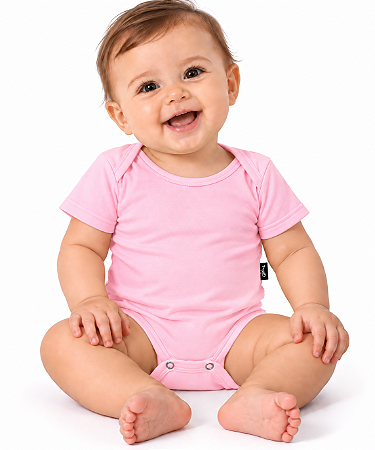 BODY INFANTIL ROSA CHICLETE 100% POLIÉSTER