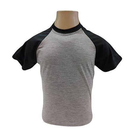 RAGLAN INFANTIL MESCLA C/ PRETO