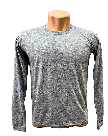 CAMISETA MANGA LONGA C/ PUNHO CINZA MESCLA-ANTI PILLING