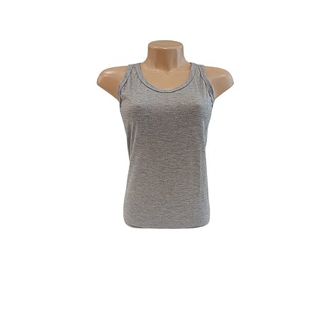 REGATA FENININA CINZA MESCLA 100% POLIÉSTER - LINHA SUPREME/ANTI-PILLING