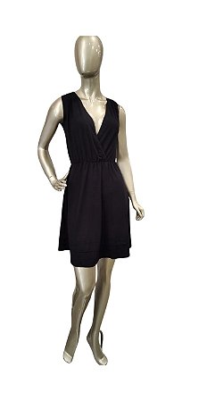 VESTIDO DECOTE V VISCOLYCRA PRETO - 93% VISCOSE 07% ELASTANO