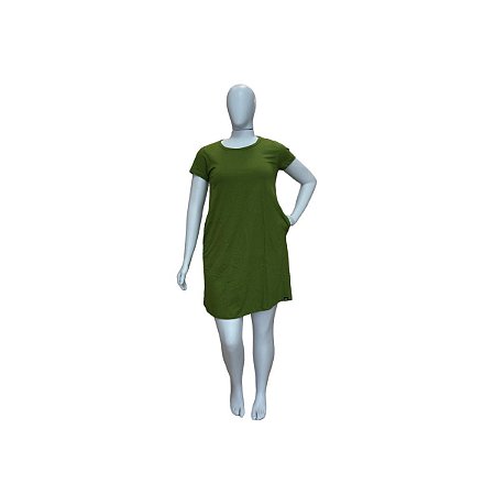 VESTIDO ALGODÃO COM BOLSOS VERDE OLIVA