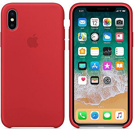 CAPA CASE CAPINHA SILICONE AVELUDADO IPHONE X/XS VERMELHO - Sky Dreams