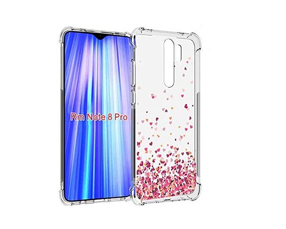 Capa antishock corações rosa compatível com Xiaomi Redmi Note 8 Pro -  capinha flexível bordas reforçadas - Sky Dreams
